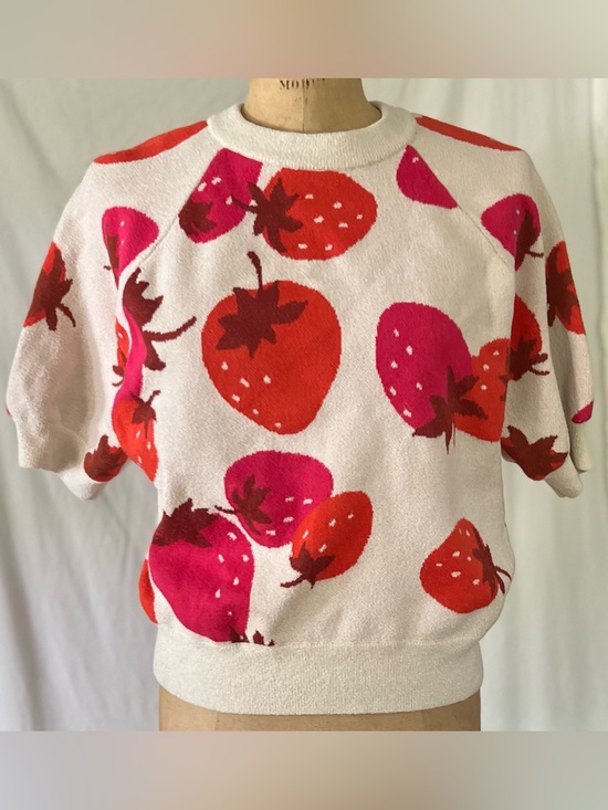 Ann Taylor Sweaters - Ann Taylor Strawberry Print Short Sleeve Sweater M